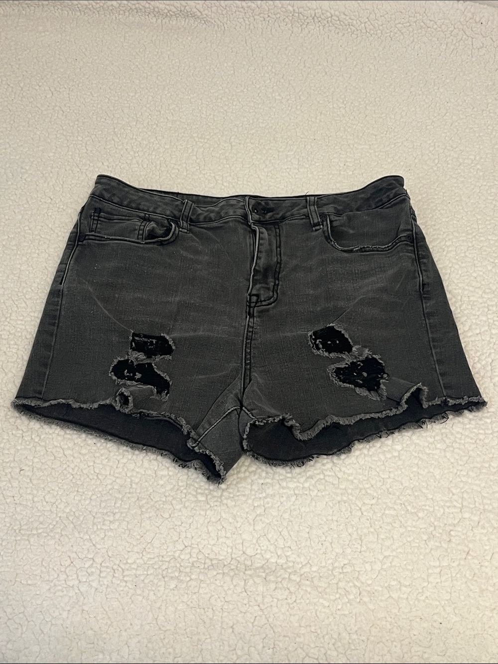 Blackheart Black Distressed Raw-Hem Mini Shorts
